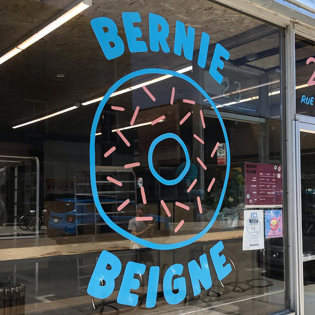 Lettrage vitrine Bernie Beigne